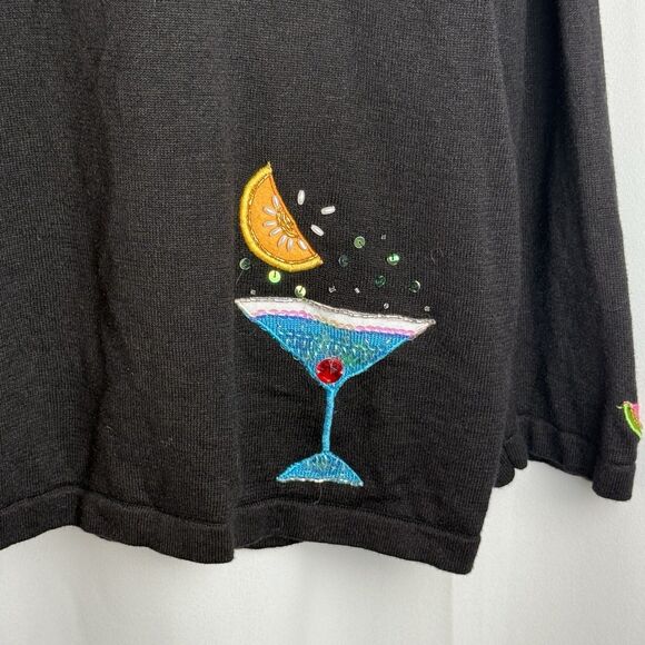 Jack B Quick Beaded Embroidered Appliqué Martini Cardigan Sweater Sz XL - Picture 5 of 6